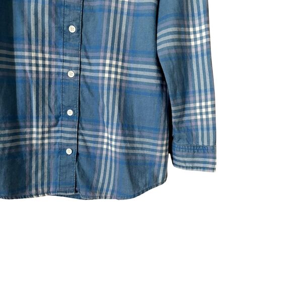 Art Class Shirt Girls Large 10/12 Blue Plaid Long Sleeve Button Front Pocket Top - Picture 6 of 7
